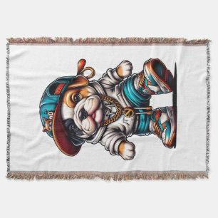 Cute Bulldog Puppy Streetwear Throw Blanket