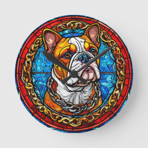 Cute Bulldog Round Clock