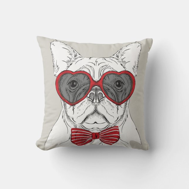 Cute Bulldog Throw Pillow (Front)