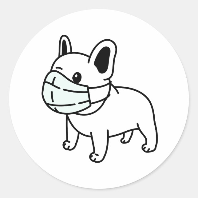 CUTE BULLDOG WITH FACE MASK ENVELOPE SEAL Sticker (Front)