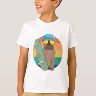 cute bulldog with skating board T-Shirt