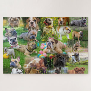 Cute Bulldogs Art   Photo Collage Dogs Jigsaw Puzzle