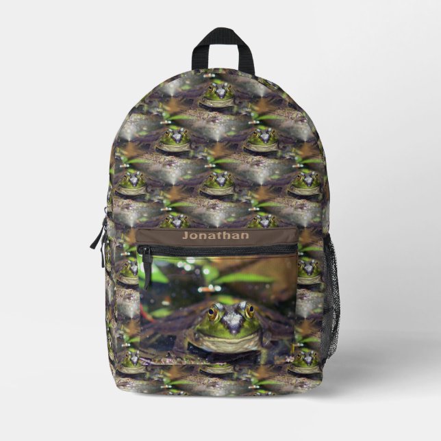 Cute Bullfrog Face Animal Pattern Personalized    Printed Backpack (Front)