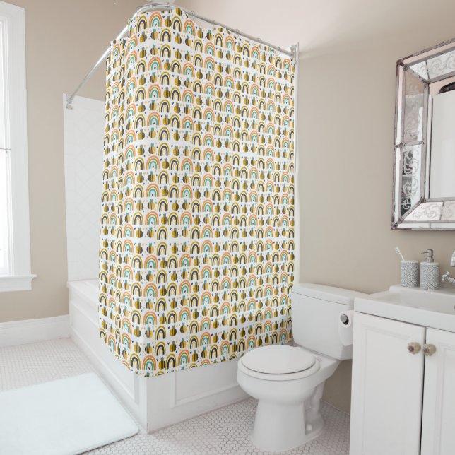 Cute Bumble Bee and Rainbows Pattern (In Situ)