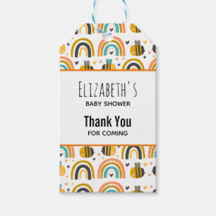Cute Bumble Bee and Rainbows Pattern Baby Shower Gift Tags