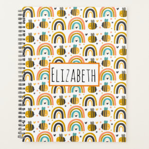 Cute Bumble Bee and Rainbows Pattern Planner