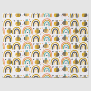 Cute Bumble Bee and Rainbows Pattern Tissue Paper