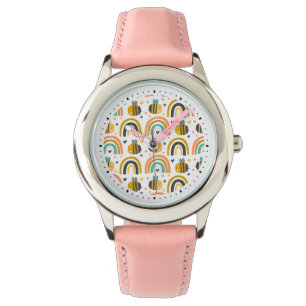 Cute Bumble Bee and Rainbows Pattern Watch