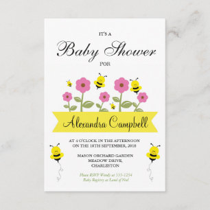 Cute Bumble Bee Baby Shower Invitation