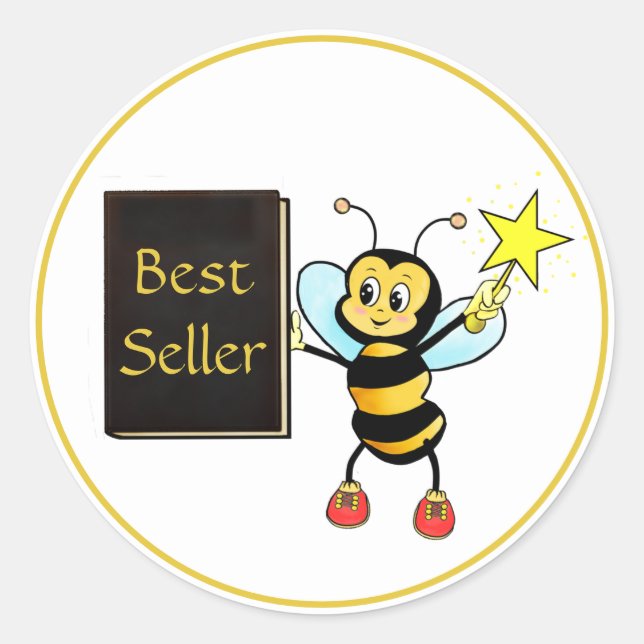 Cute Bumble Bee & Best Seller Book Classic Round S Classic Round Sticker (Front)