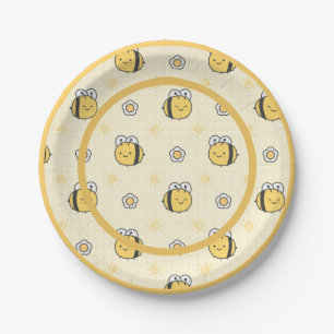 Cute Bumble Bee Boy Girl Baby Shower Paper Plate