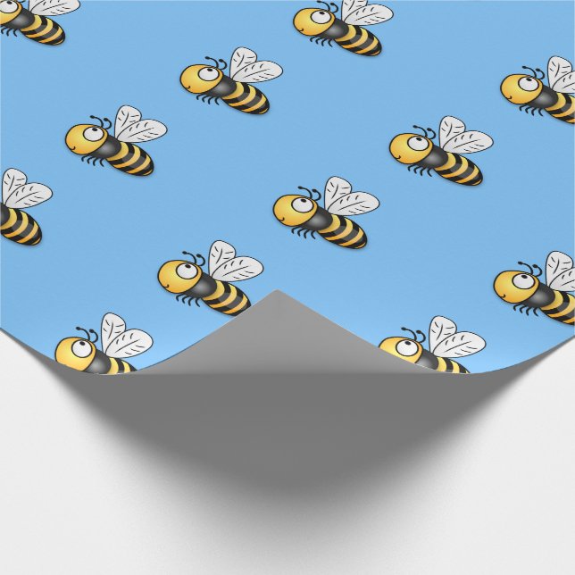 Cute bumble bee cartoon illustration wrapping paper (Corner)