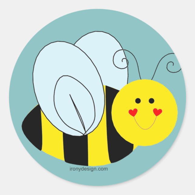 Cute Bumble Bee Classic Round Sticker (Front)