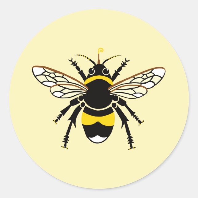 Cute Bumble BEE - Conservation - Ecology- yellow Classic Round Sticker (Front)