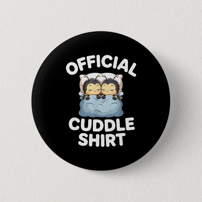 Cute Bumble Bee Couple Cuddle  2 Inch Round Button (Front)