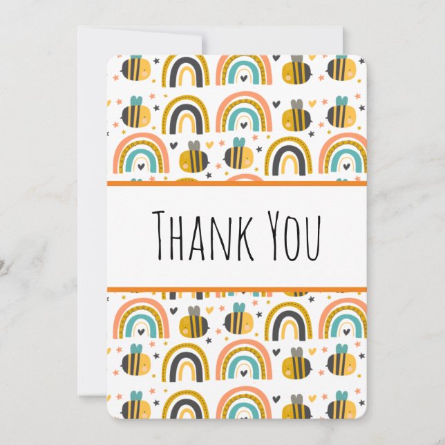 Cute Bumble Bee et Rainbows Motif Merci (Devant)