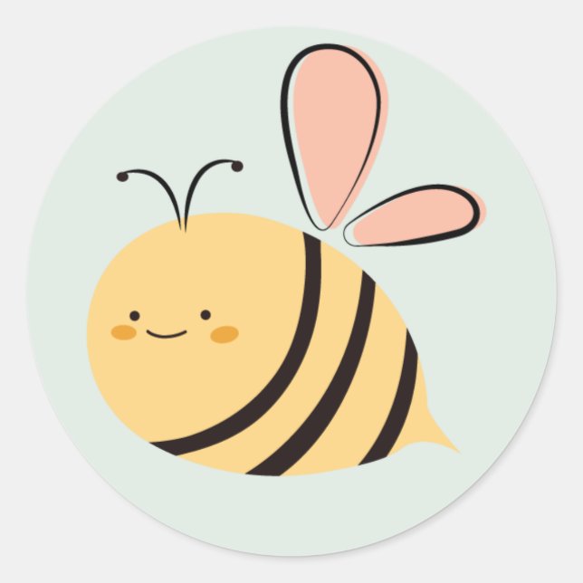 Cute Bumble Bee Girl Baby Shower Gender Reveal Classic Round Sticker (Front)
