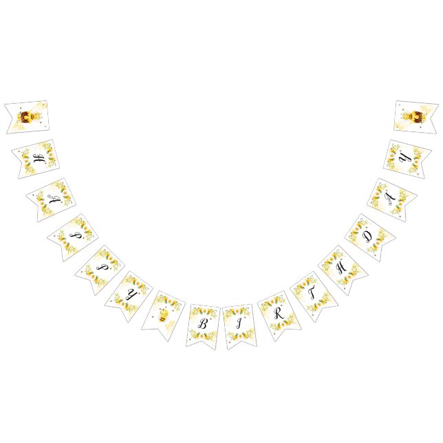 Cute bumble bee Happy birthday Bunting Flags (All)