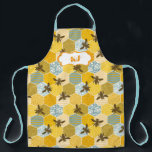 Cute Bumble Bee Honeycomb Pattern | Monogram Apron<br><div class="desc">Design features an allover pattern of bumblebees and honeycombs in cheerful colours, with your name or choice of personalization. Trendy monogrammed design. Classy and fashionable this apron makes the perfect fashion accessory. Add your custom wording to this design by using the "Edit this design template" boxes on the right hand...</div>
