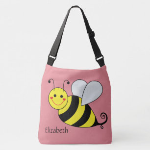 Cute Bumble Bee in Pink Personalized Crossbody Bag