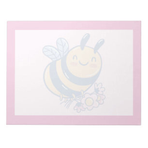 Cute Bumble Bee & Little Flowers Design Notepad