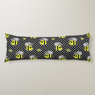 Cute Bumble Bee Pattern Black Body Pillow