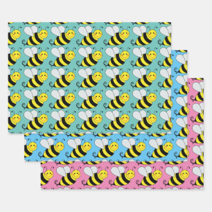 Cute Bumble Bee Pattern Colourful Wrapping Paper Sheet