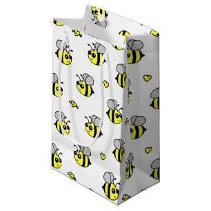 Cute Bumble Bee Pattern White Small Gift Bag