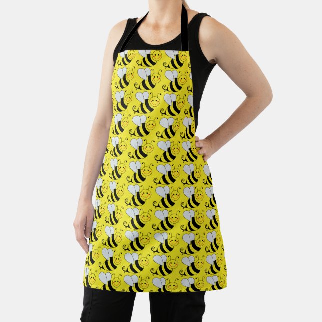 Cute Bumble Bee Pattern Yellow Apron (Insitu)