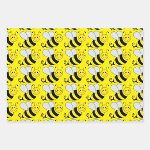 Cute Bumble Bee Pattern   Yellow Wrapping Paper Sheet