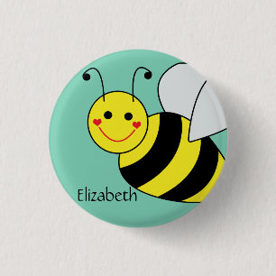 Cute Bumble Bee Personalized 1 Inch Round Button
