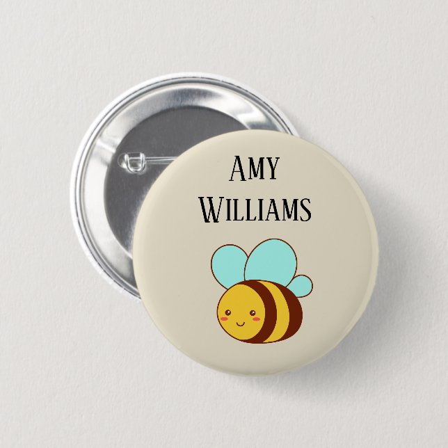 Cute bumble bee personalized  2 inch round button (Front & Back)
