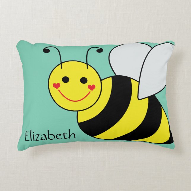Cute Bumble Bee Personalized Accent Pillow (Front)