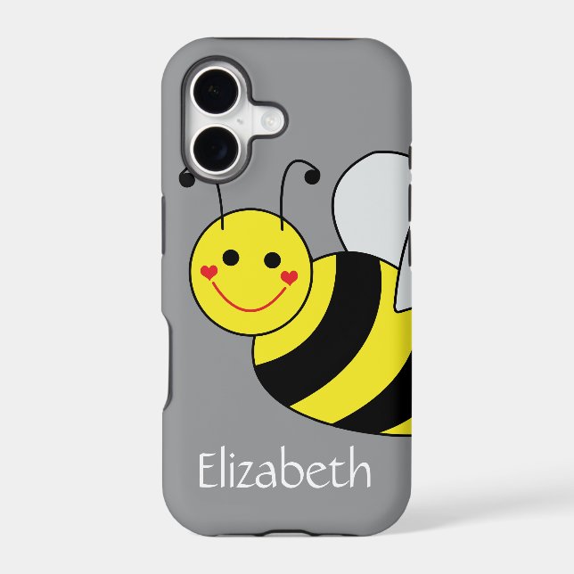 Cute Bumble Bee Personalized Grey (Back)