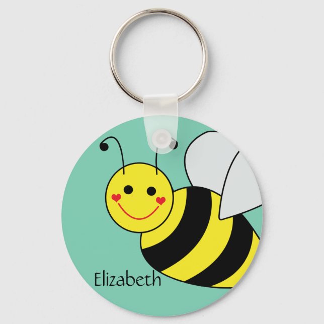 Cute Bumble Bee Personalized Keychain (Front)