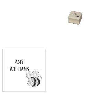 Cute bumble bee personalized  rubber stamp