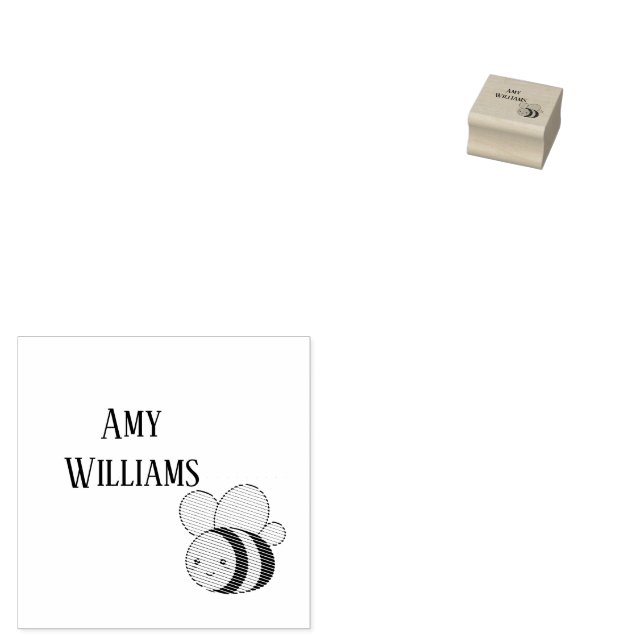 Cute bumble bee personalized  rubber stamp (Stamped)