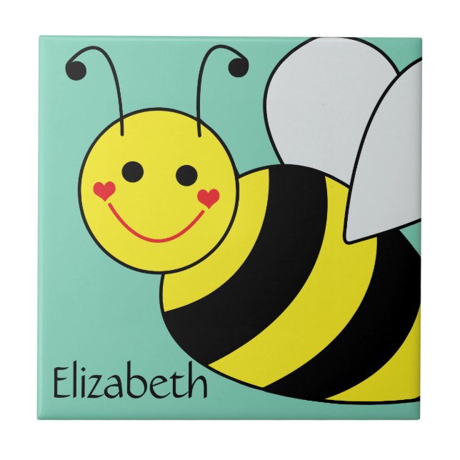 Cute Bumble Bee Personalized Tile (Front)