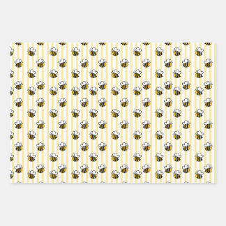 Cute Bumble Bee Seamless Pattern Wrapping Paper Sheet