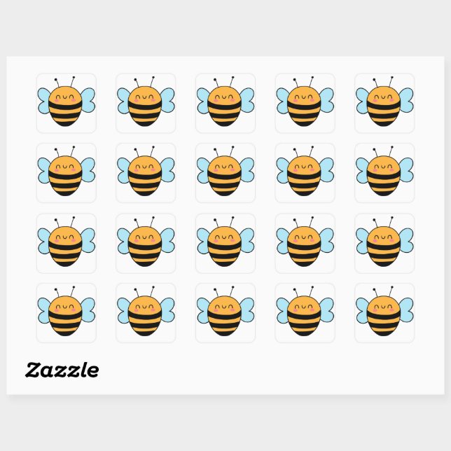 Cute Bumble Bee Square Sticker (Sheet)