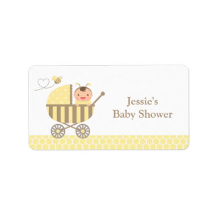 Cute Bumble Bee Stroller Baby Shower Labels