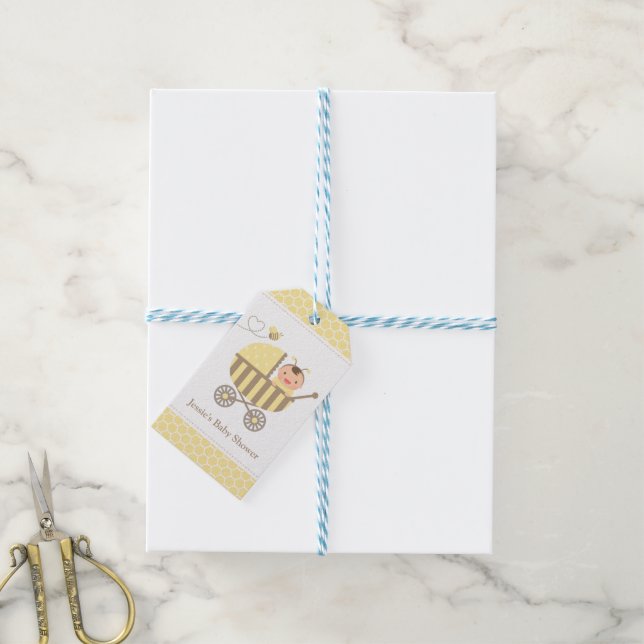 Cute Bumble Bee Stroller Baby showers Étiquettes (Avec de laficelle)