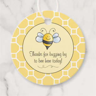 Cute Bumble Bee Thanks for Buzzing By Yellow Black Favour Tags