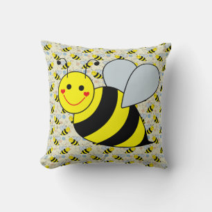 Cute Bumble Bee Throw Pillow