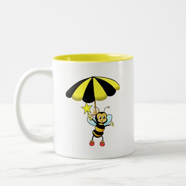 Cute Bumble Bee Two-Tone Coffee Mug (Left)