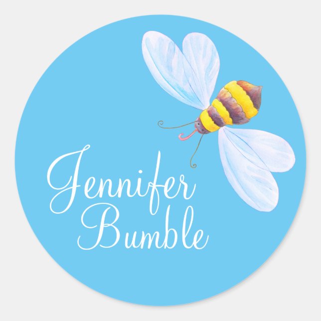 Cute bumble bee watercolor art stickers (Front)
