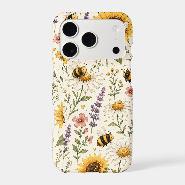 Cute Bumble Bee & Wildflower Pattern (Back)