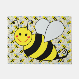 Cute Bumble Bee with Pattern Doormat