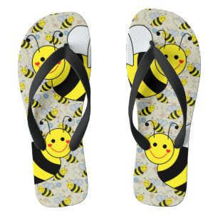Cute Bumble Bee with Pattern Flip Flops