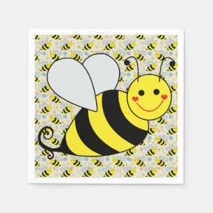 Cute Bumble Bee with Pattern Napkin
